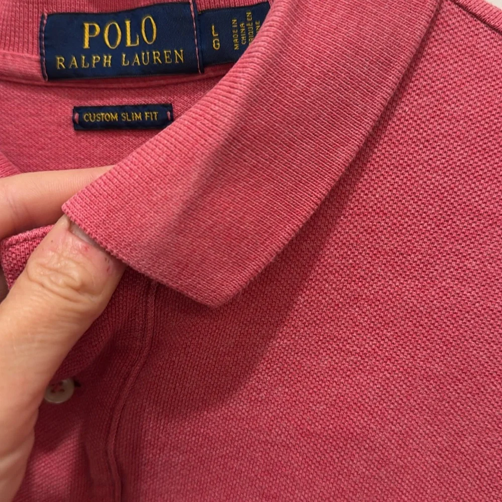 Polo Ralph Lauren Custom Slim Fit salmon colored polo.  Men’s large.